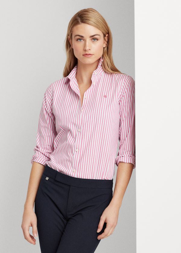 Camisa Ralph Lauren Mujer Rosas Rayas - Easy Care Striped Cotton - ICQNF3176